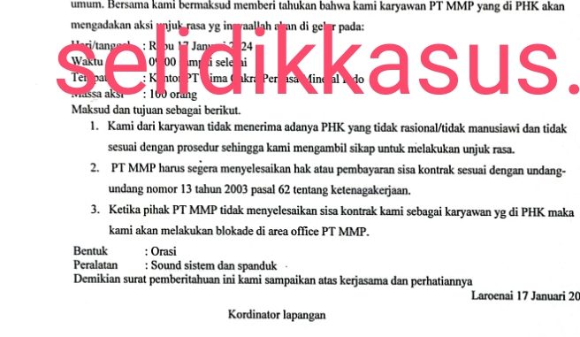 Gegara Di PHK Sepihak Sejumlah Karyawan Akan Aksi Unjuk Rasa Di PT. MMP ...